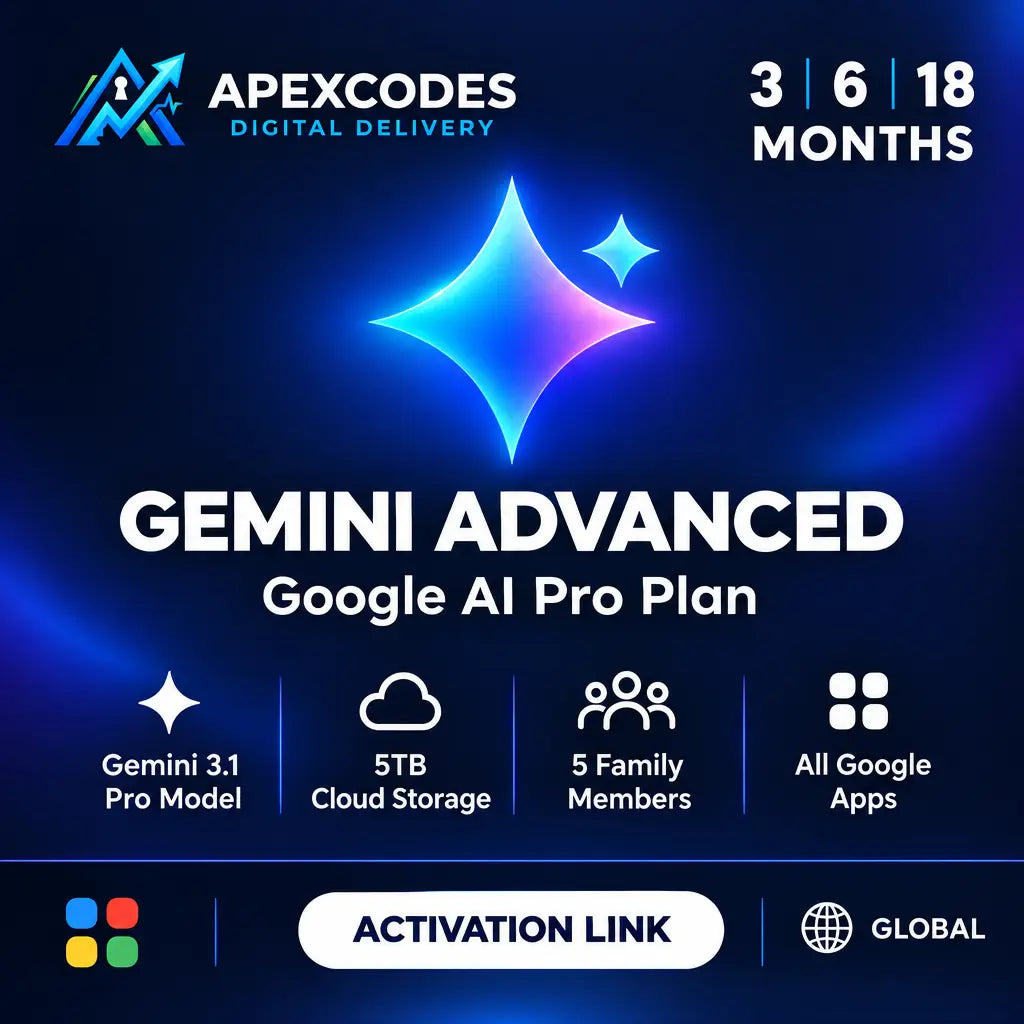 Google AI Gemini Advanced 3 6 18 Months Global Activation Link – Buy Online | Apexcodes