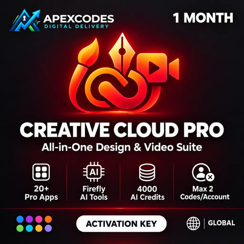 Adobe Creative Cloud Pro 1 Month Global Activation Key 20+ Apps – Buy Online Instant Delivery | Apexcodes
